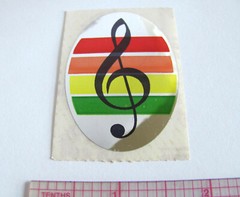 Vintage 80’s Sandylion Foil Mylar Musical Note Violin Rainbow Heart Sticker