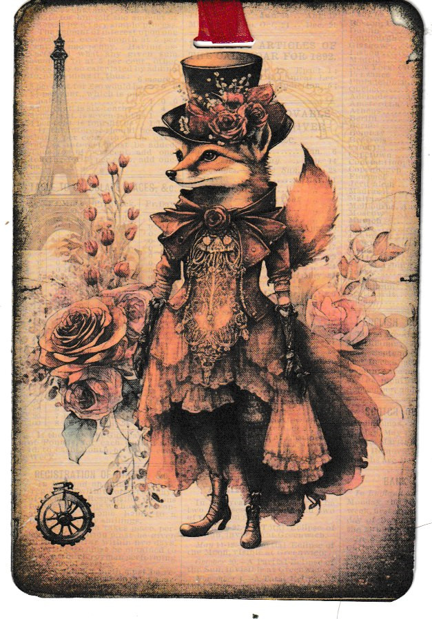Collage Art Junk Journaling Cards/Tags; Steampunk Animals; 6 pcs 4″ x 6″