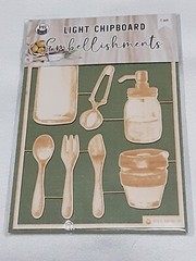 P13 Light Chipboard Embellishments Bundle 11 asst 4×6″ frame w/engraved pieces
