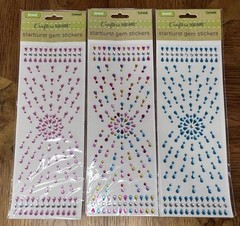 CRAFTER’S SQUARE STARBURST GEM STICKERS *SET of 3 NEW SCRAPBOOK WEDDING