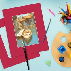 , 10 Pack Picture Frame Mats, 8×10 China Red Mattes with Core Bevel Cut 4.5×6…