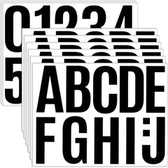 24 Sheets 4 Inch Vinyl Letter Stickers A-Z 0-9 Alphabet Number Decals Black