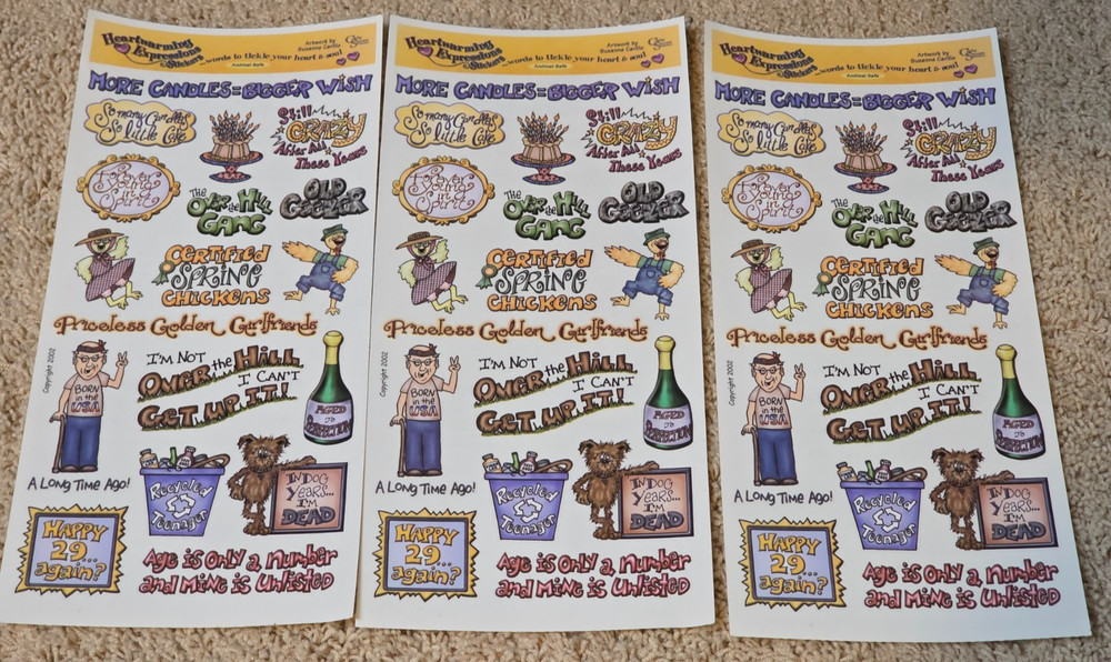 3 Heartwarming Expressions Over The Hill HES-24 Scrapbook Stickers 2002