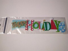 Crafts KF 3D Title Sticker Happy Holidays Stripes Dots Santa Hat Christmas Tree