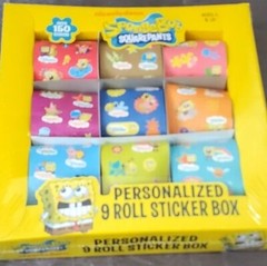 nickelodeon Spongebob Sticker Rolls – Spongebob Rolled Sticker Box (9Rolls) New