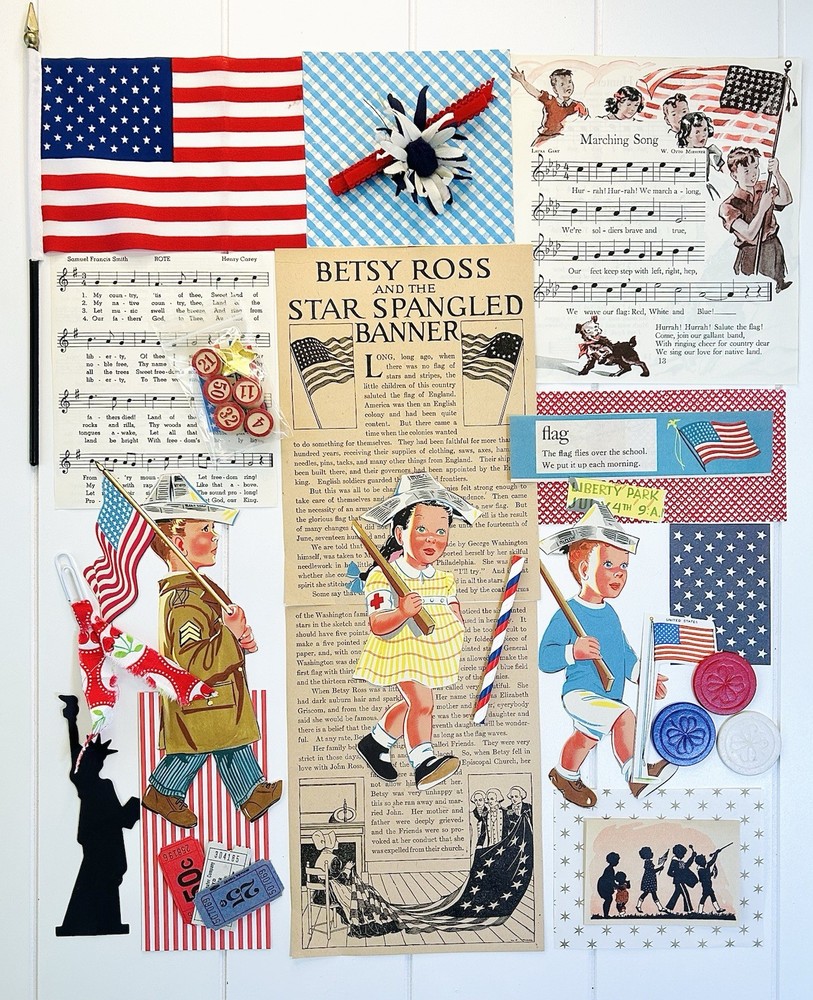 VTG Americana Ephemera July 4th Patriotic 30+ Pcs Junk Journaling Scrapbooking