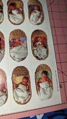 Vintage Hallmark Stickers Baby Babies In Bassinets 1 Sheet