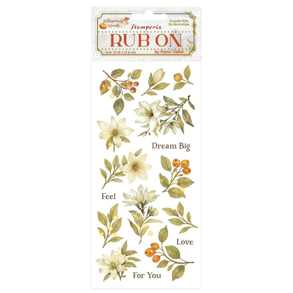 Stamperia Whispering Woods 4×8.5 Rub-Ons – Magnolia, DFLRB184