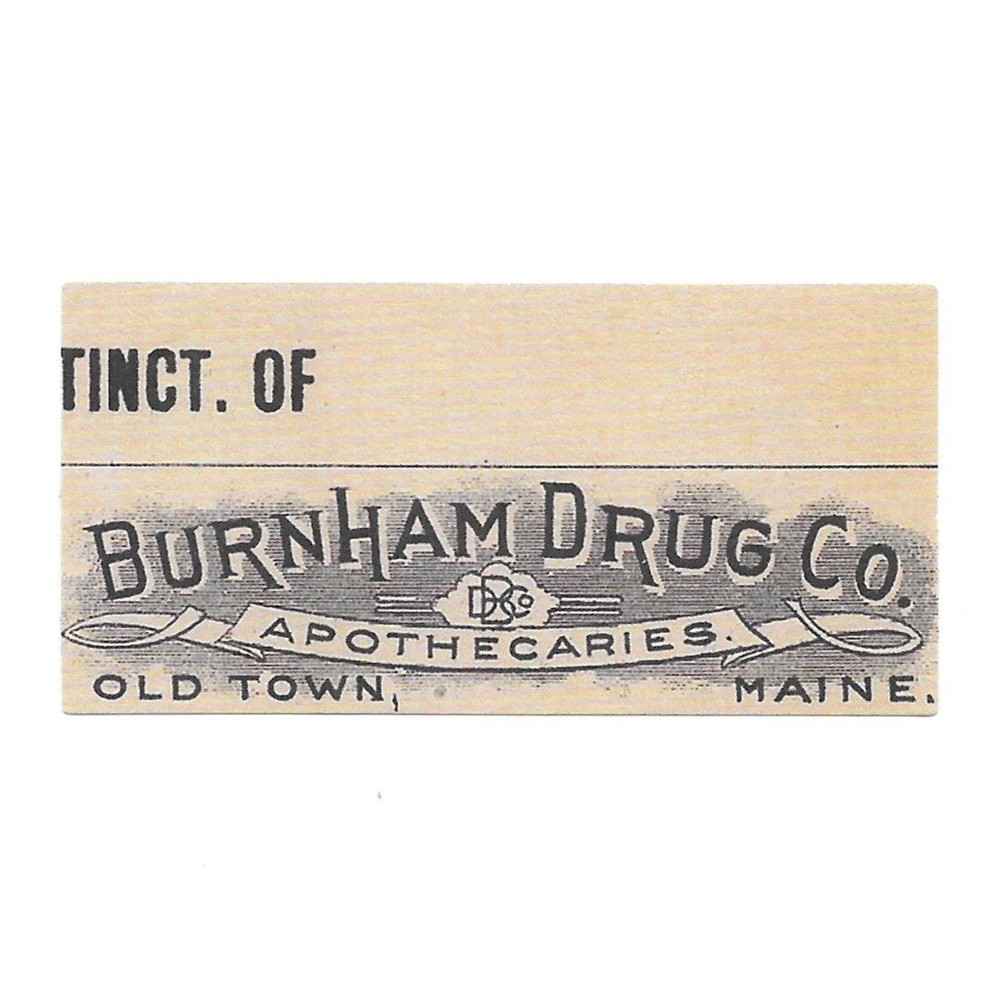 Vintage Apothecary Drug Store Maine Pharmacy Paper Sticker Decal Die Cut Burnham
