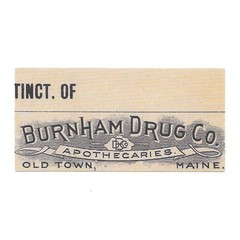 Vintage Apothecary Drug Store Maine Pharmacy Paper Sticker Decal Die Cut Burnham