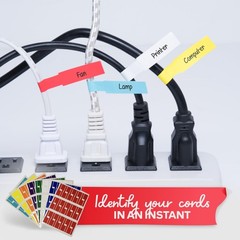 Cable Management Labels 240 pcs Waterproof Cord Tags for Electronics, 8 Colors