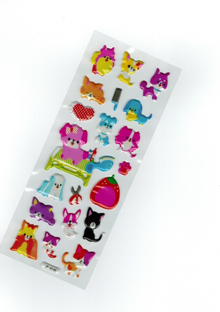NEW! Fun Scrapbooking Colorful Stickers Cute Animals, Dog, Puppy, Cat, Kitten
