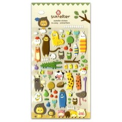 CUTE ANIMAL FARM STICKERS Cartoon Cow Pig Owl Fox Puffy Craft Scrapbook Sticker