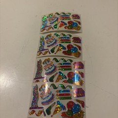 Vtg 1980s stickers Hambly Studios Mylar Foil Shiny Birthday Stickers Set 4(a21