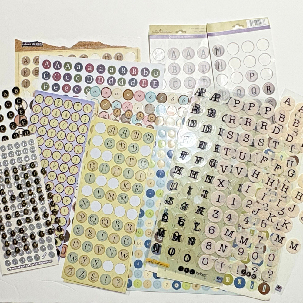 Vintage Scrapbook Alphabet LOT – 16 Sets of Circular Shaped Letters/Numbers