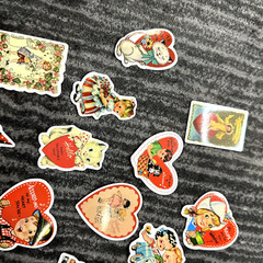 Valentine’s Stickers 50 Pack Retro VIntage Style Cute Heart Junk Journal New