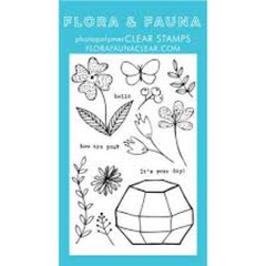 FLORA N FAUNA Clear Cling Stamps OCTAGON GREENHOUSE Stamps