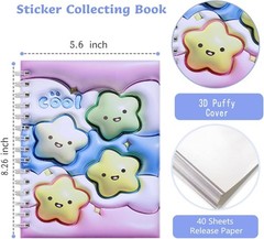 MUDOR Reusable Sticker Collecting Book with Puffy Cover, A5 Size with 40 Sheets