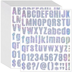 1944 Pcs 24 Sheets Glitter Letters Stickers Holographic Number Stickers Blue