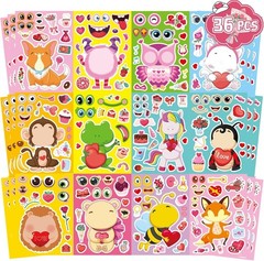 36 Waterproof Valentine Animal Stickers – Perfect for Kids’ Crafts and Parties