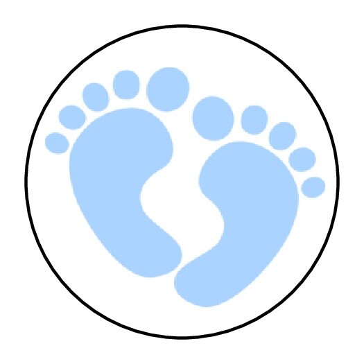 30 blue baby footprints Envelope Seals Labels Stickers 1.5″ Round shower feet