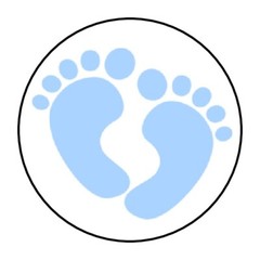 30 blue baby footprints Envelope Seals Labels Stickers 1.5″ Round shower feet