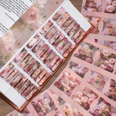 Pink Roses Bible Tabs, 105 Pcs Oil Painting Floral Gold Foil Index Tabs with Rul
