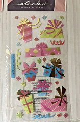 3 Sheets STICKO STICKERS (classic and vellum)–Hearts, Flowers, Presents–New
