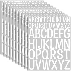 10 Sheets Smal Letter Stickers – 1+2 Inch White Vinyl Self Adhesive Alphabet Num