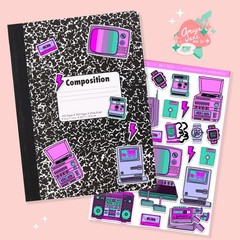 New 80s Technology Sticker Sheet Perfect for Scrapbooking or Party Favors