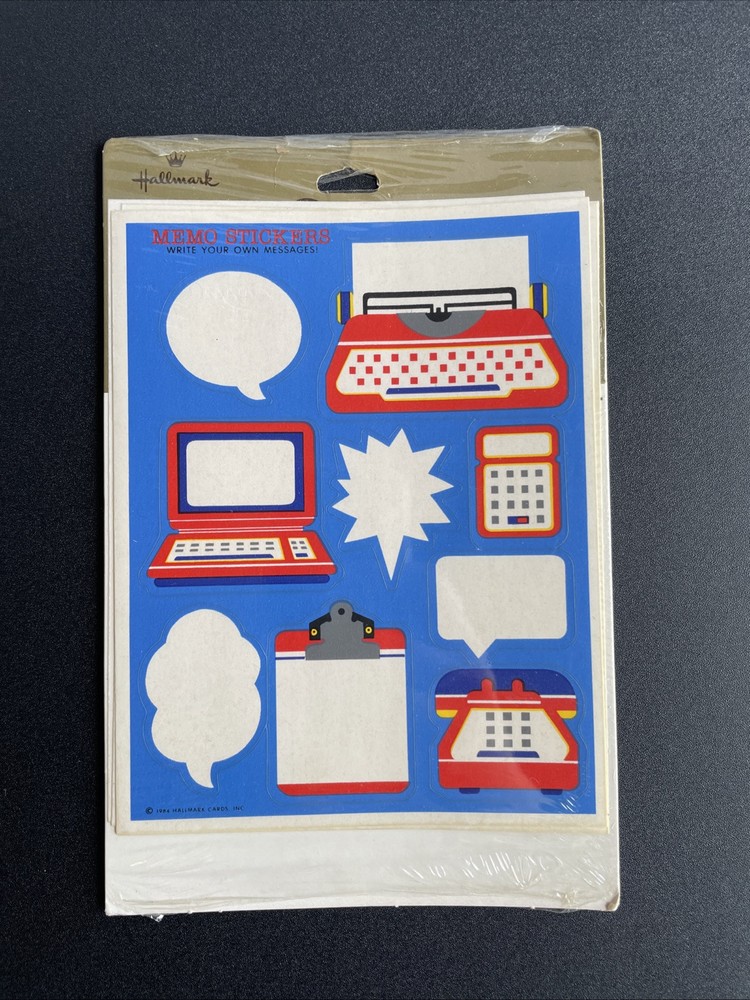 Vintage 1984 Hallmark sticker sheets Write Your Own Messages Memo Stickers Tech