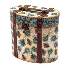 Punch Studio Small Tall Oval Box (L) – Peacock Feathers