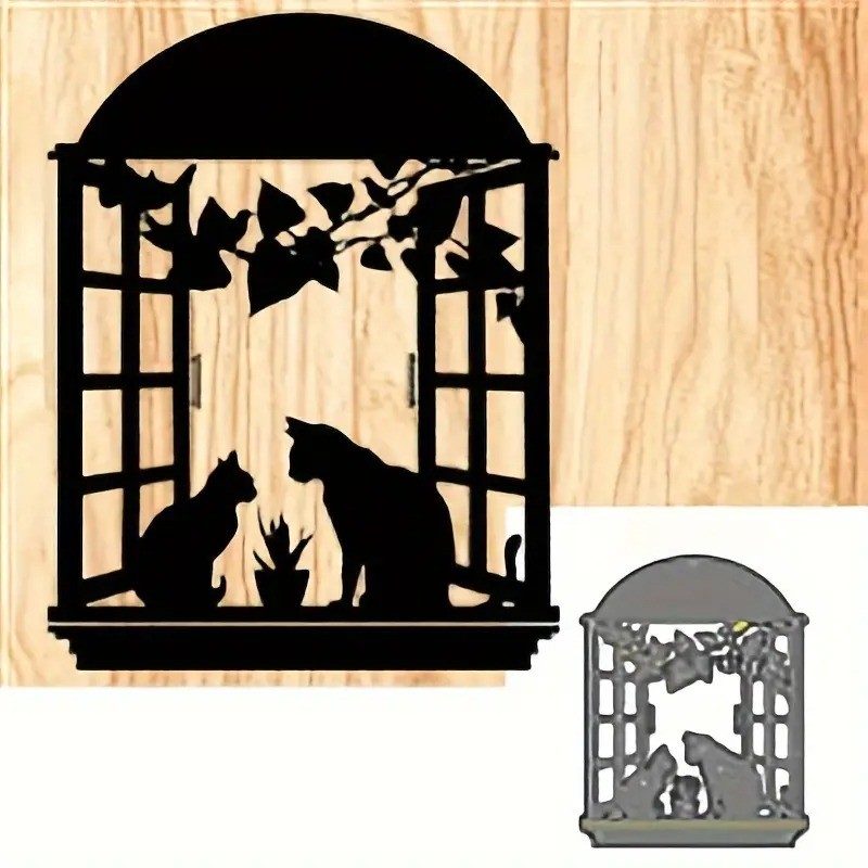 Cat in a window metal craft die cut cutting paper machine cutter