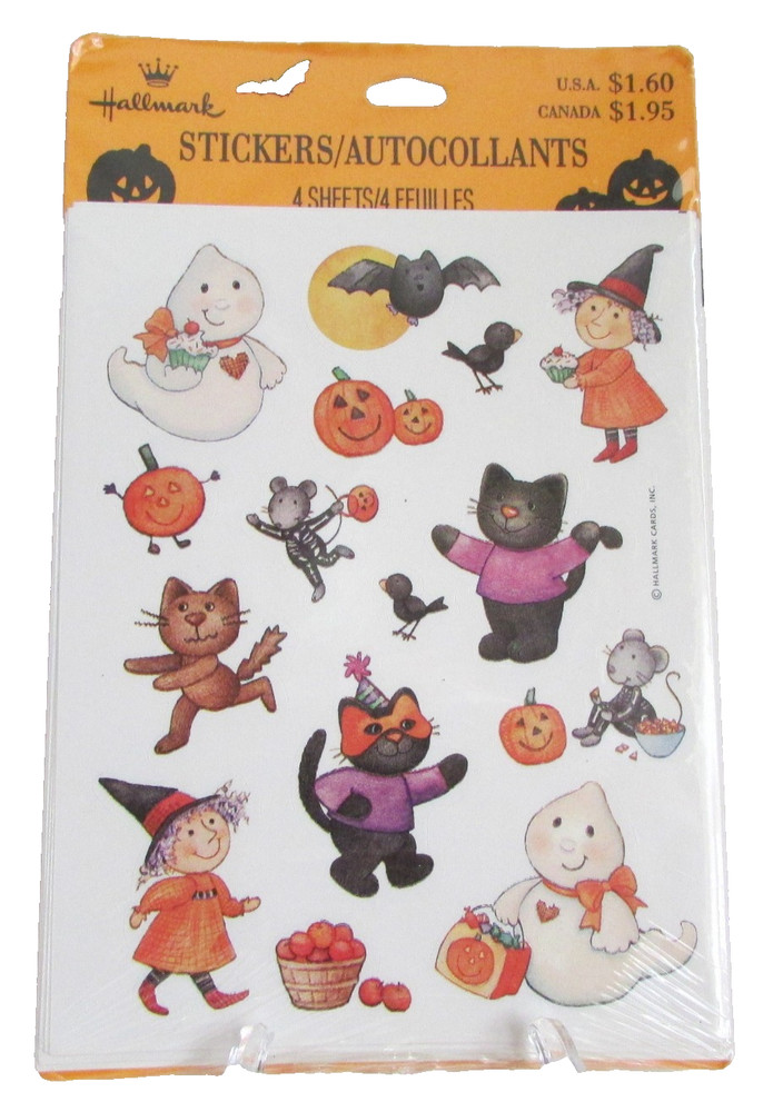 VINTAGE 90’s Hallmark Halloween Ghosts Witch Cat Bats Pumpkin Stickers NIP