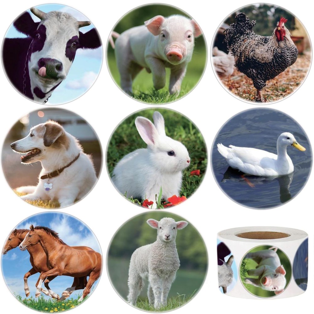 600 Pcs Realistic Farm Animal Stickers for Kids Classroom Barnyard Party Favor