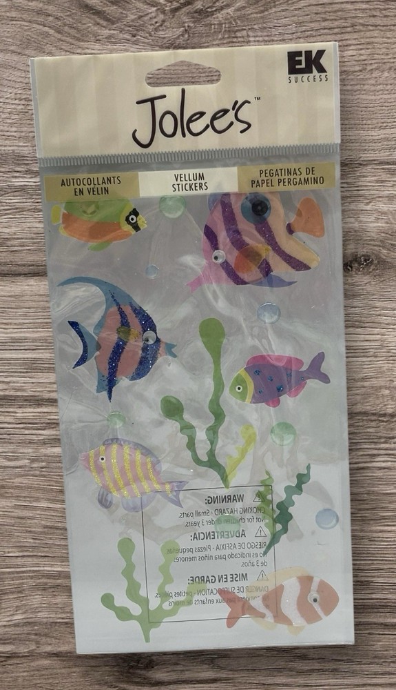 TROPICAL FISH Clown Angel Fish Seaweed Bubbles Ocean Jolee’s Vellum Stickers NEW
