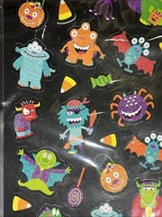 Rare Vintage 50 Stickers Collectible Halloween Glitter Monsters Candy Creatures