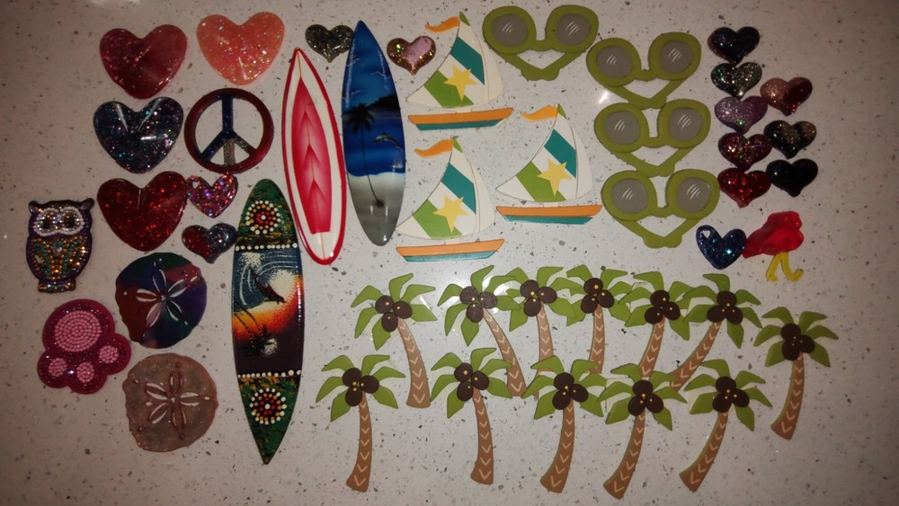 Lot of 45 Palm Trees Sailboats Sunglasses Hearts Surfboards for Crafting