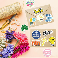 300PCS Inspirational Christian Stickers, Vinyl Waterproof Jesus Bible Verse Stic