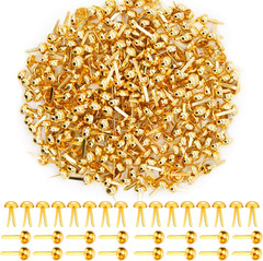 300Pcs Brass Fasteners round Head Brass Plated Fasteners Scrapbooking Brads (1/2