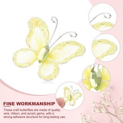 50Pcs Butterflies for Crafts, 1.2″ Mesh Organza Butterflies, Yellow