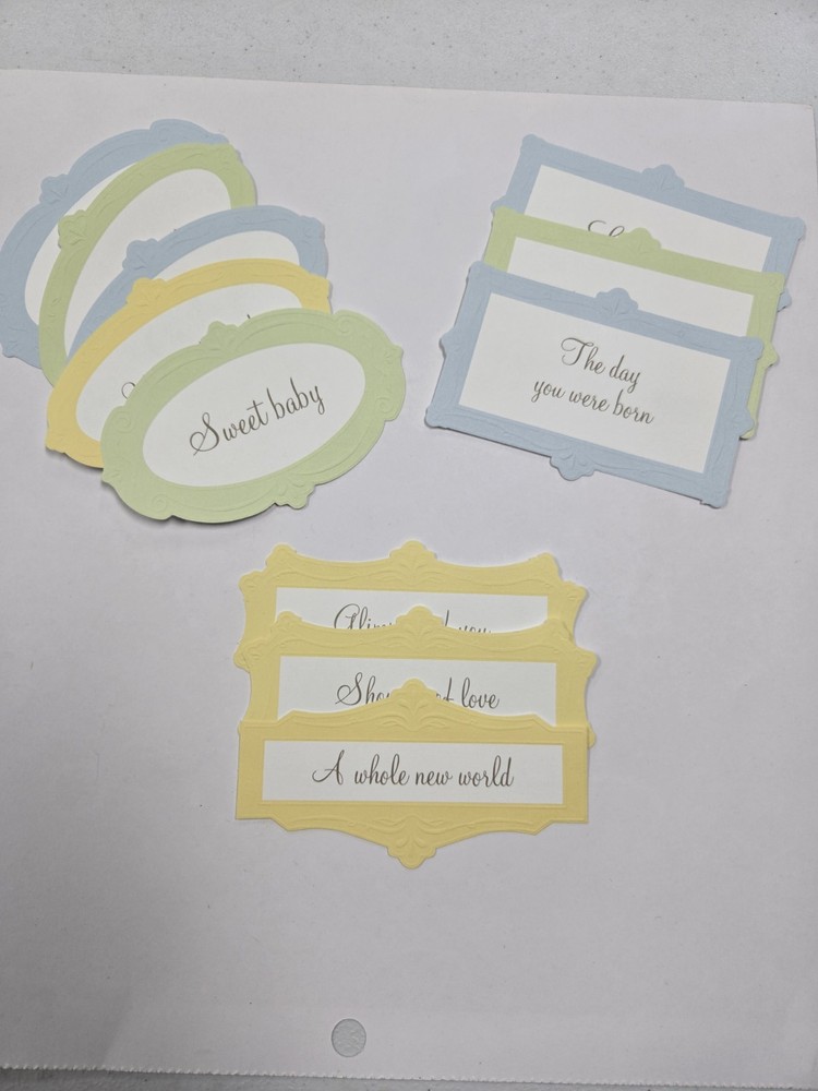 Creative Memories Set Of 11 Baby Title Scrapbook Die Cuts Blue Yellow Green