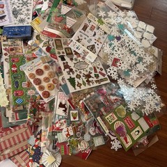 Enormous Christmas Scrapbooking Lot Stickers Buttons Crafting Thousands