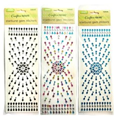 4 Sheets Of Crafter’s Square. 3- STARBURST GEM Stickers. 1-STAR Gemstone Design