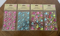 Lot Of 4 – 400 Pcs Rhinestones Stickers Crafters Square Assorted Colors & Sizes