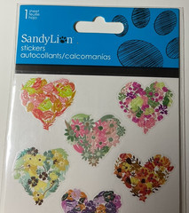 Sandylion Floral Heart Stickers 11PC Glitter Accents Scrapbook Planner Love New