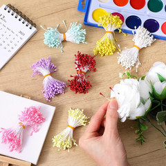 1050 Pcs 3Mm Flower Stamens, Pistil Matt Pearl Stamen for Flower Making, Pearl D
