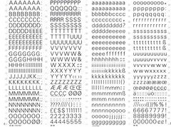 MECANORMA Transfers #345 Letterpress A3, Vintage Fonts UNIVERS 45 9.3mm