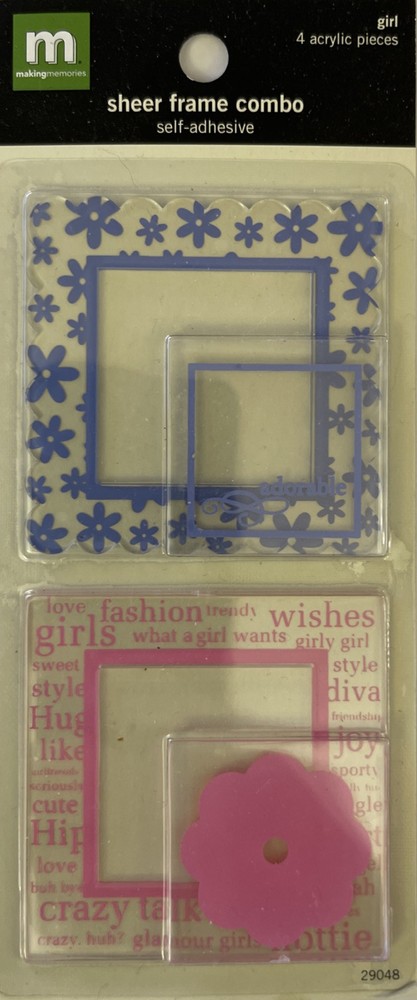 GIRL SHEER FRAME COMBO Self-Adhesive stickers(4pc)Making Memories•Flowers•Clear•