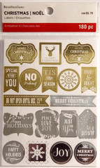 Recollections Christmas GOLD & SILVER FOIL Labels, 180 pcs